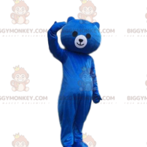 Blauwe teddybeer BIGGYMONKEY™ mascottekostuum, blauwe