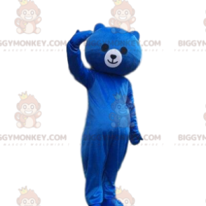 Blå nallebjörn BIGGYMONKEY™ maskotdräkt, blå björndräkt