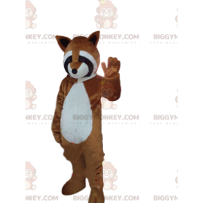 Raccoon BIGGYMONKEY™ maskottiasu, punainen pandaasu, ruskea