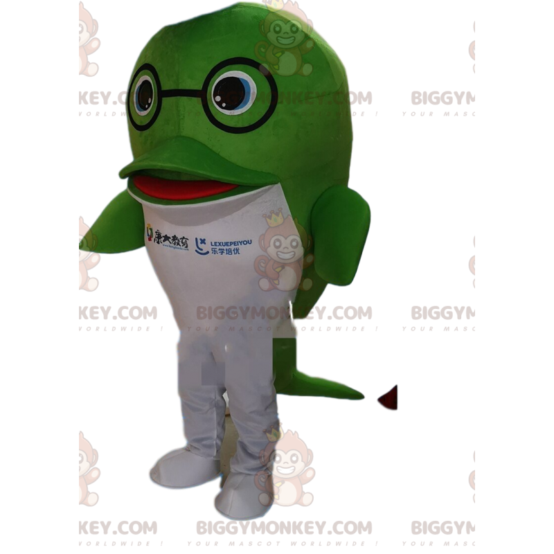 Dolphin BIGGYMONKEY™ mascot costume, fish costume, green