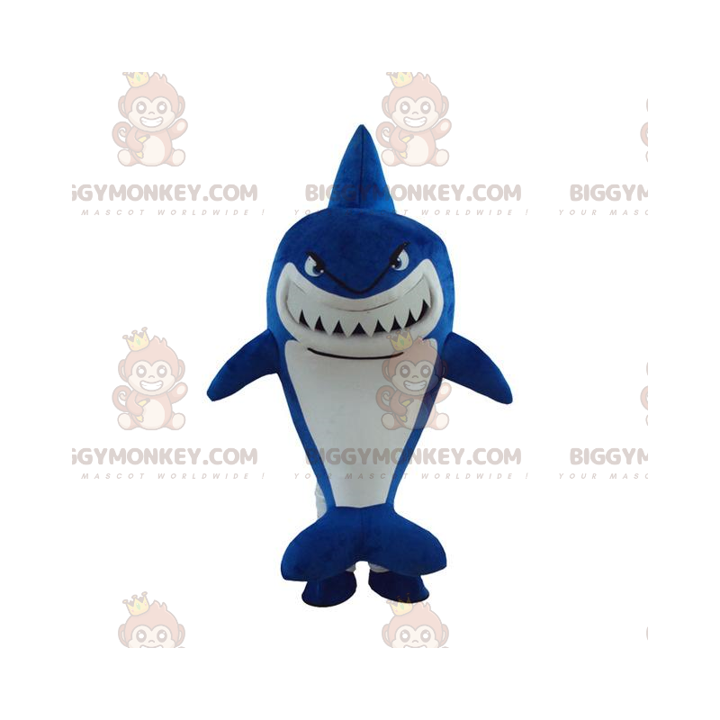 Blue shark BIGGYMONKEY™ maskotdräkt, hajdräkt, havsdräkt -