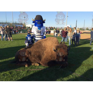 Impresionante disfraz de mascota BIGGYMONKEY™ de búfalo azul -