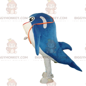 Dolphin BIGGYMONKEY™ maskotdräkt, fiskdräkt, valklänning -