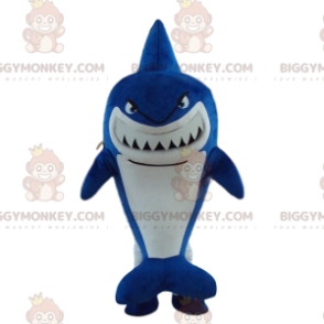 Blue shark BIGGYMONKEY™ maskotdräkt, hajdräkt, havsdräkt -