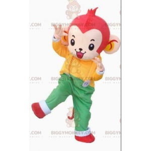 Costume de mascotte BIGGYMONKEY™ de singe en tenue colorée