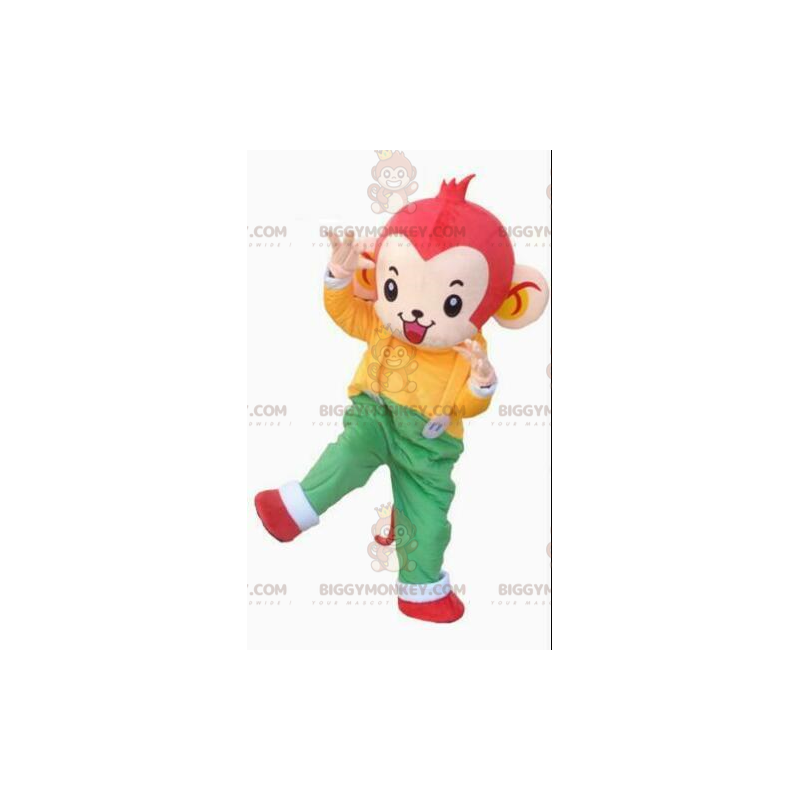 Costume de mascotte BIGGYMONKEY™ de singe en tenue colorée