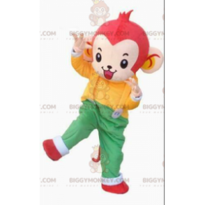 Kostým maskota BIGGYMONKEY™ opice v barevném oblečení, kostým