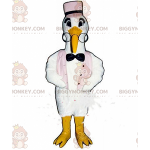 Stork BIGGYMONKEY™ maskotkostume, storkekostume, fuglekjole -