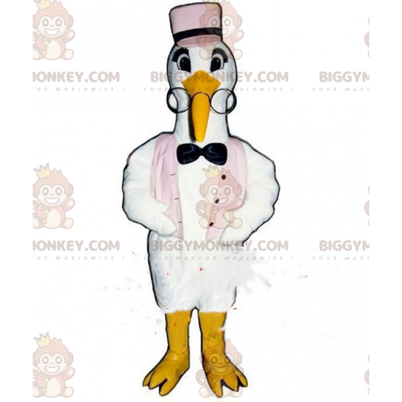 Στολή μασκότ Stork BIGGYMONKEY™, στολή πελαργού, φανταχτερό
