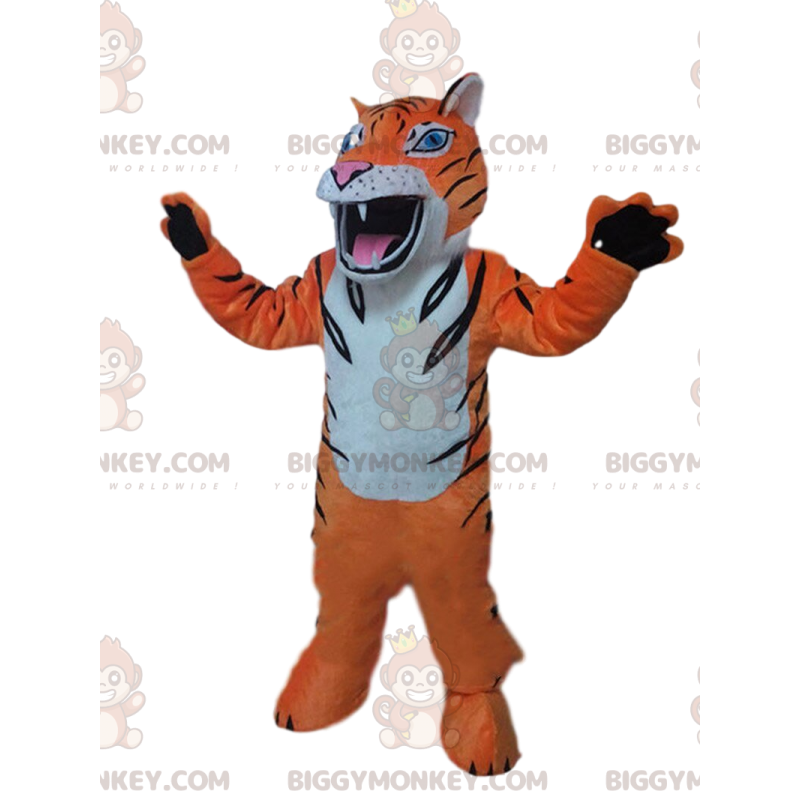 Fierce tiger BIGGYMONKEY™ mascot costume, feline costume, tiger