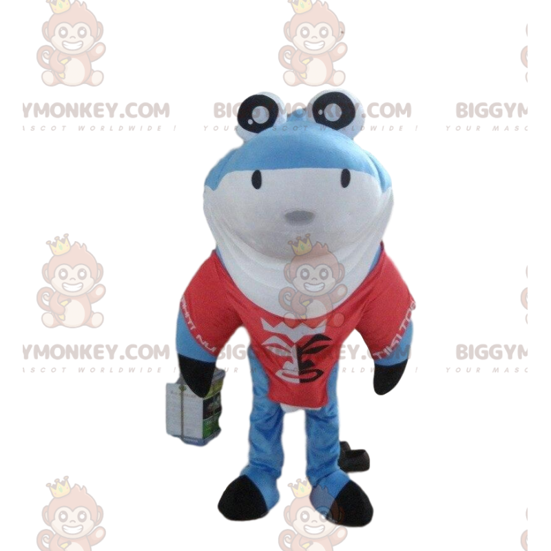 Costume da mascotte BIGGYMONKEY™ squalo blu, costume da squalo