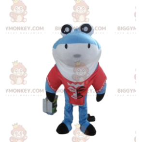 Costume da mascotte BIGGYMONKEY™ squalo blu, costume da squalo