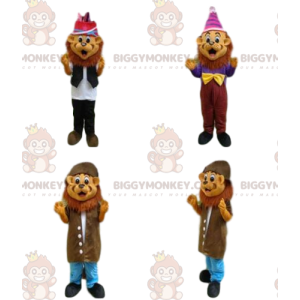 4 mascotes de leão do BIGGYMONKEY™, fantasias de tigre