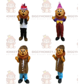 4 mascotte del leone di BIGGYMONKEY™, costumi da tigre, costumi