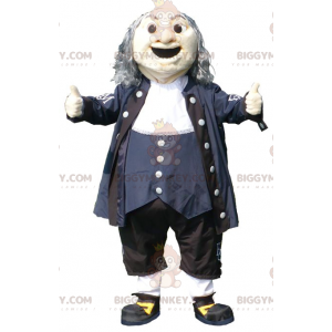 BIGGYMONKEY™ Old Man Mascot-kostume i sort blå og hvid outfit -