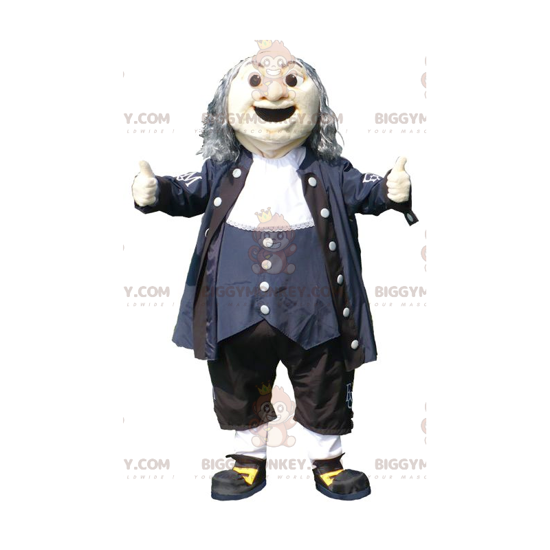 BIGGYMONKEY™ Old Man Mascot Costume in Black Blue and White
