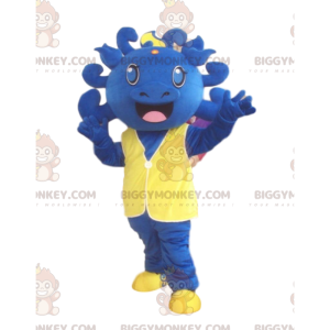 Dinosaur BIGGYMONKEY™ maskotdräkt, blå kostym, blått monster -
