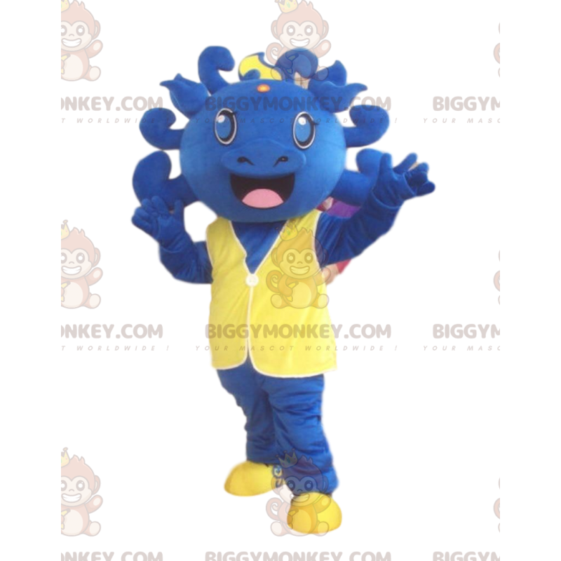 Dinosaurus BIGGYMONKEY™ mascottekostuum, blauw kostuum, blauw