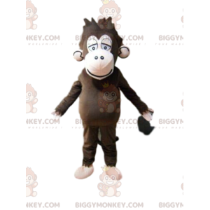 Brown monkey BIGGYMONKEY™ mascot costume, fatigue costume