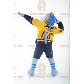 Blau-weißer und gelber Tiger BIGGYMONKEY™ Maskottchen-Kostüm -