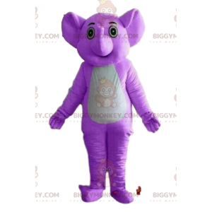 Traje de mascote BIGGYMONKEY™ de elefante roxo, traje de