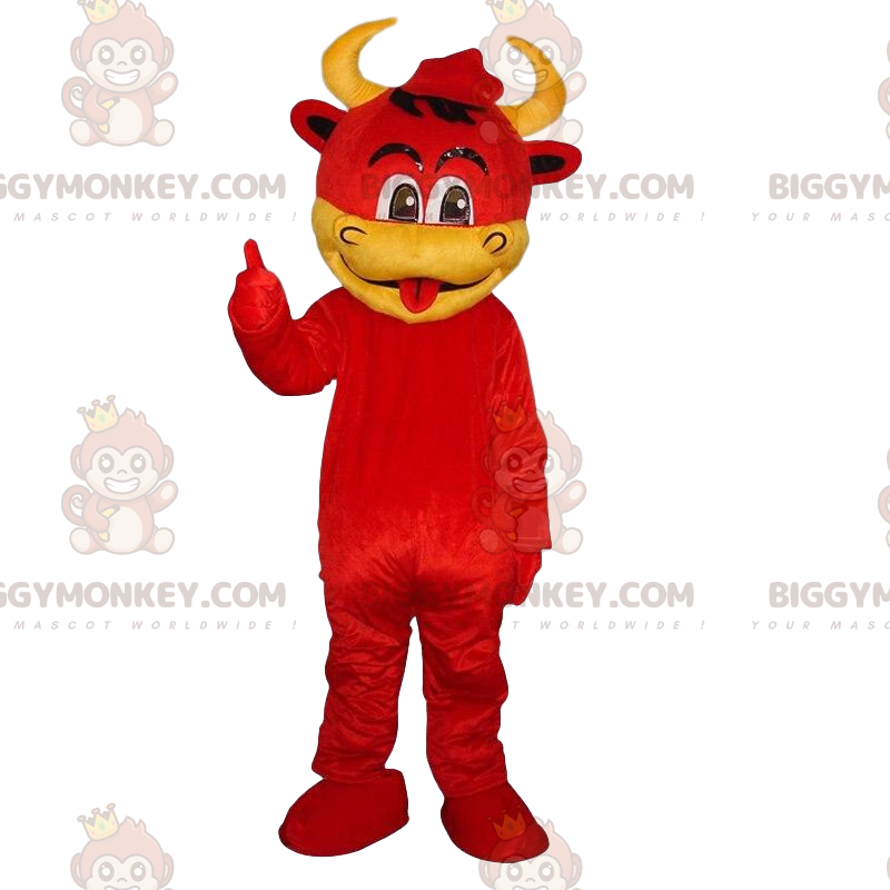 Traje de mascote de vaca BIGGYMONKEY™, fantasia de diabo