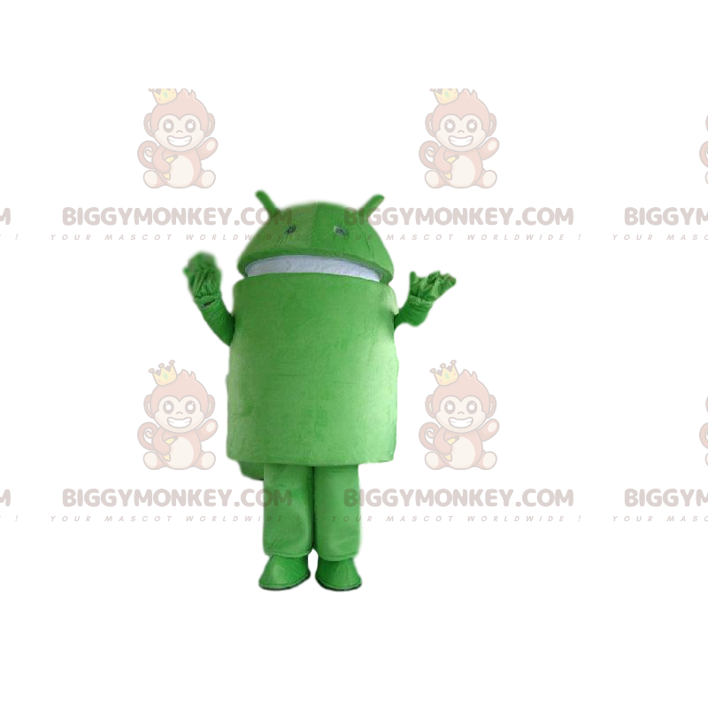 BIGGYMONKEY™ Android-maskotdräkt, grön robotdräkt, GSM-dräkt -