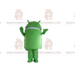 BIGGYMONKEY™ Android mascot costume, green robot costume, GSM