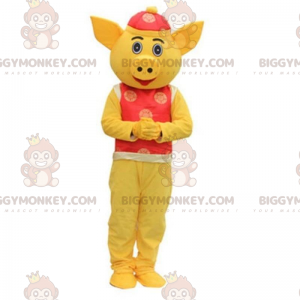 Kostým maskota Pig BIGGYMONKEY™, kostým Asie, žluté zvíře Asie