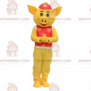 Στολή μασκότ Pig BIGGYMONKEY™, στολή Ασίας, Κίτρινο Ζώο της