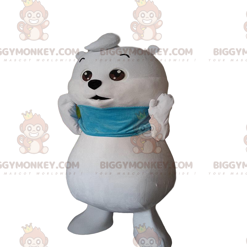 Costume de mascotte BIGGYMONKEY™ de petit ours blanc, costume