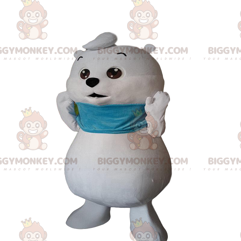 Little white bear BIGGYMONKEY™ mascot costume, polar bear