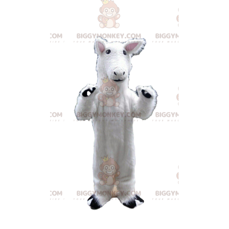 Hvid hest BIGGYMONKEY™ maskotkostume, lamakostume, hvidt dyr -