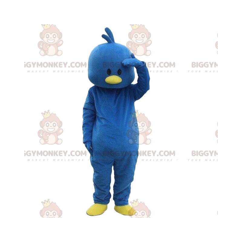 Traje de mascote de pássaro azul BIGGYMONKEY™, fantasia de