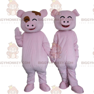 2 BIGGYMONKEY™-sika-maskotti, sikapari, vaaleanpunaiset porsaat