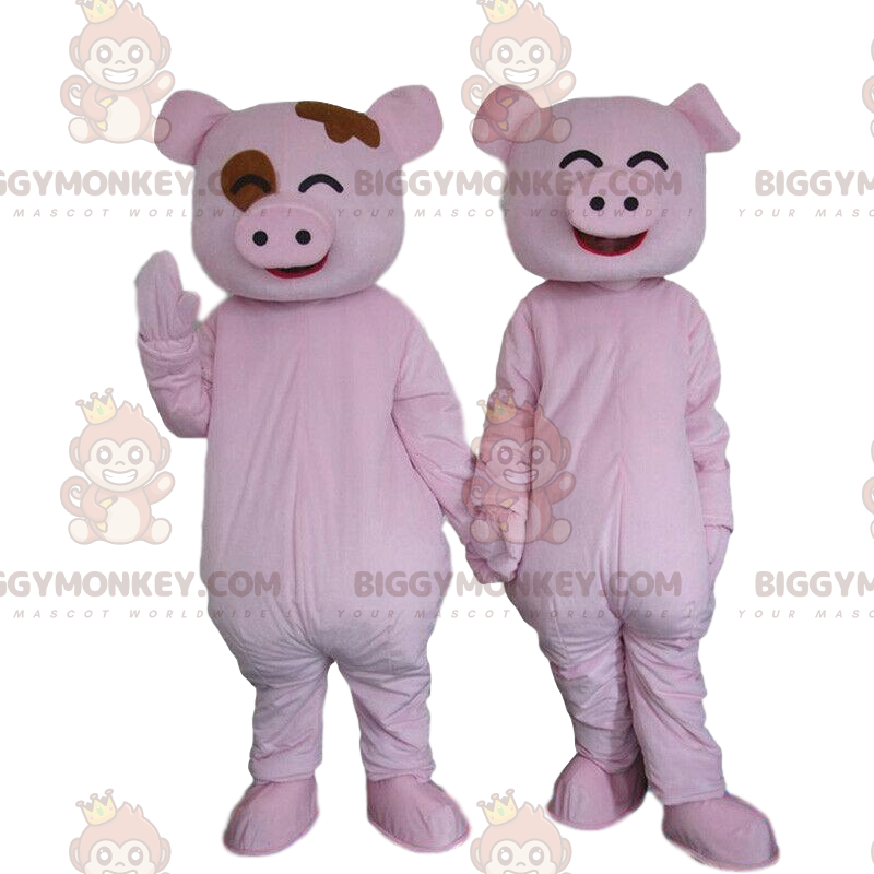 2 BIGGYMONKEY™s Schweinemaskottchen, Schweinepaar, rosa