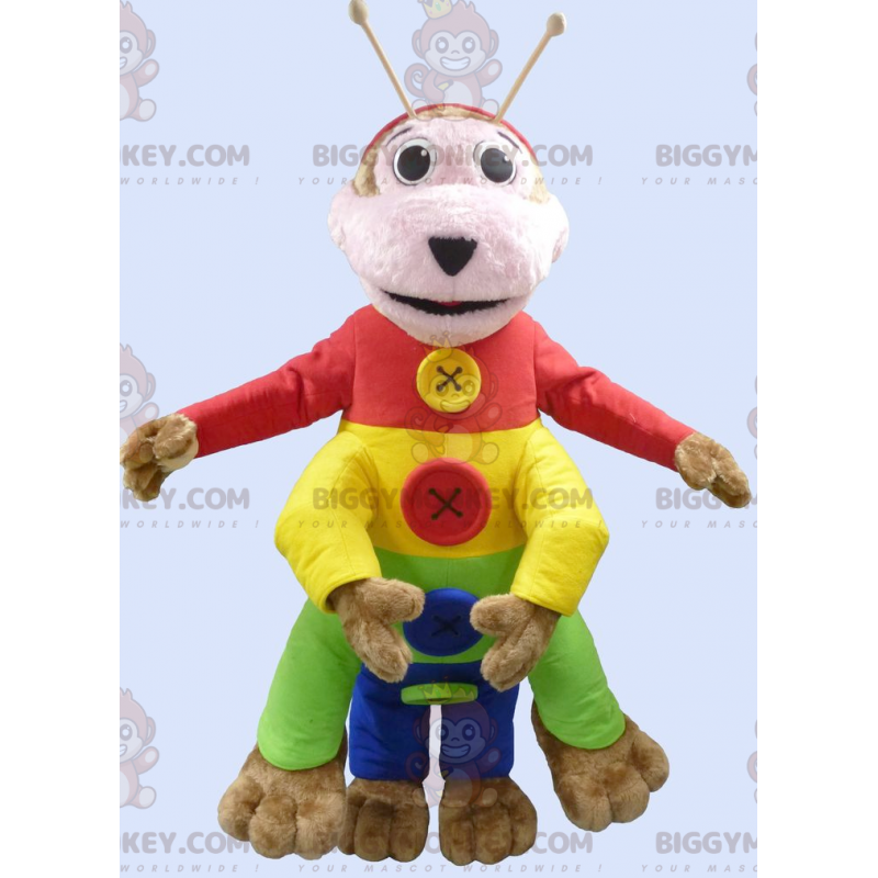 Costume de mascotte BIGGYMONKEY™ de chenille multicolore -
