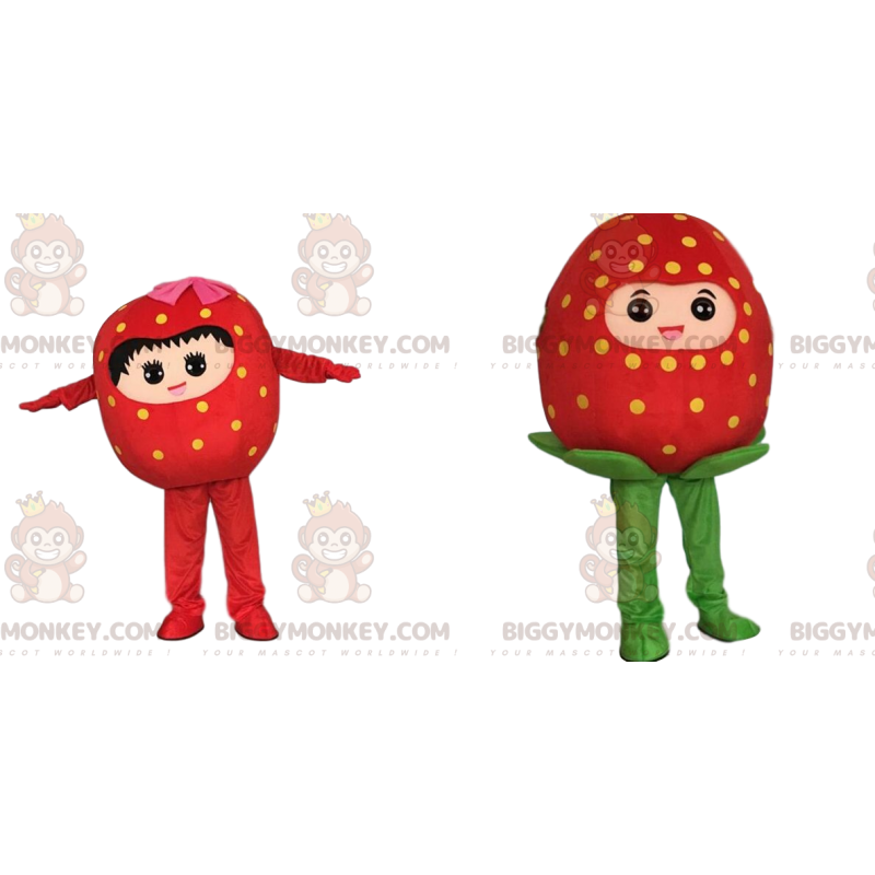 2 mascote de morango BIGGYMONKEY™, fantasias de morango –