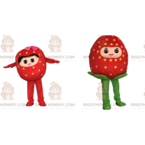 2 Strawberry BIGGYMONKEY™s maskot, jordgubbskostymer -