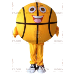 Costume de mascotte BIGGYMONKEY™ de ballon de basket jaune