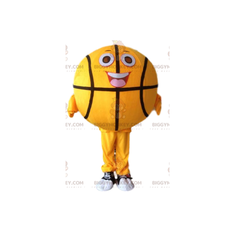 Gelbes Basketball BIGGYMONKEY™ Maskottchenkostüm, Ballkostüm -