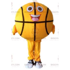 Gelbes Basketball BIGGYMONKEY™ Maskottchenkostüm, Ballkostüm -