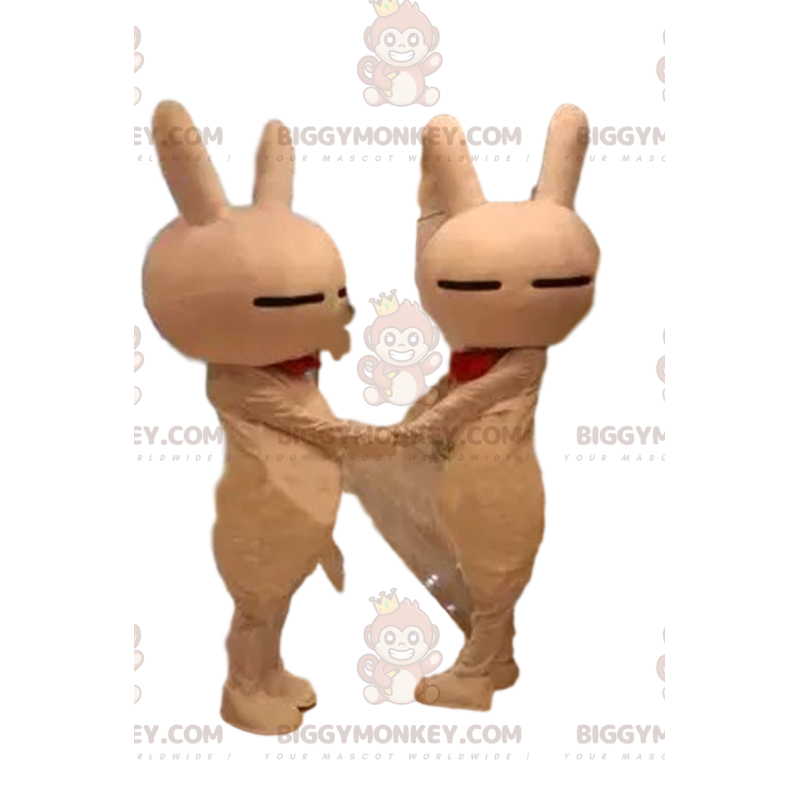 2 BIGGYMONKEY's orange bunnies maskot, bunnies kostumer, shock