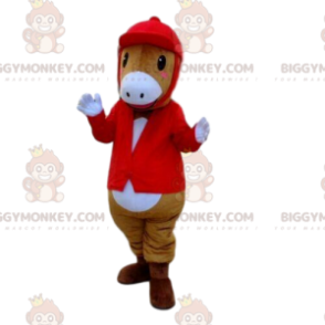 BIGGYMONKEY™ Mascottekostuum Pony Paardrijden Kostuum -