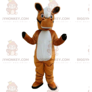 Costume de mascotte BIGGYMONKEY™ de cheval marron et blanc