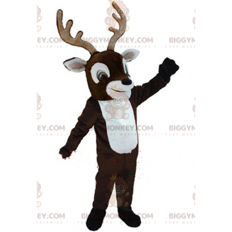 Deer BIGGYMONKEY™ maskotdräkt, rendräkt, caribou-dräkt -