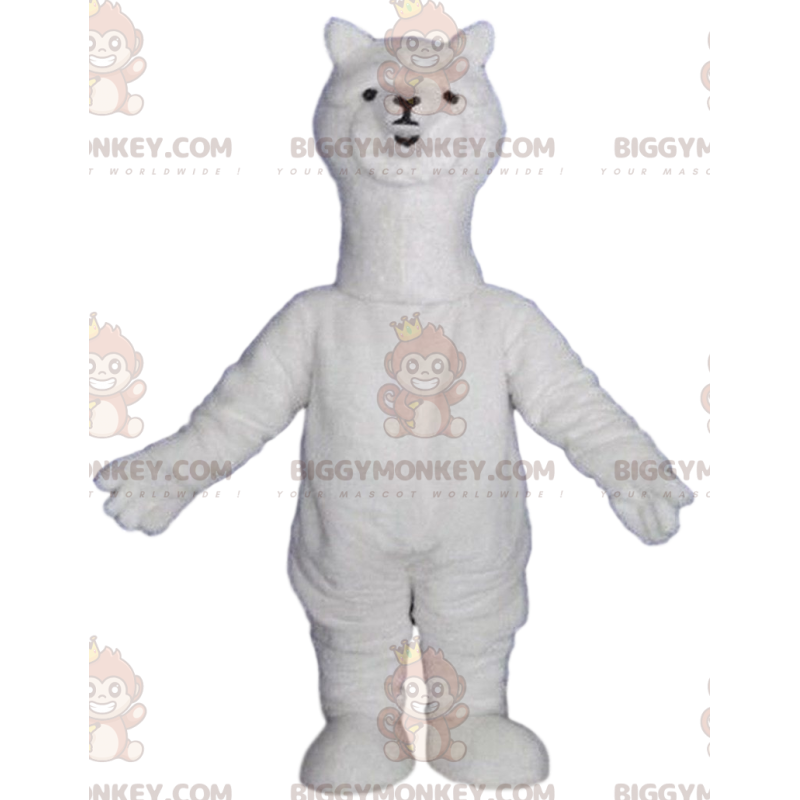 Echt timmerman klassiek Witte alpaca BIGGYMONKEY™ mascotte kostuum, witte Besnoeiing L (175-180 cm)
