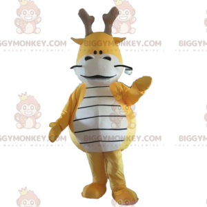 BIGGYMONKEY™ costume da mascotte drago giallo e bianco, costume