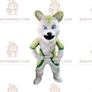 BIGGYMONKEY™ maskotdräkt av grön husky, rävdräkt, lurvig