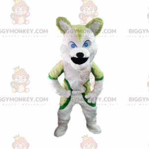 BIGGYMONKEY™ Maskottchenkostüm grüner Husky, Fuchskostüm